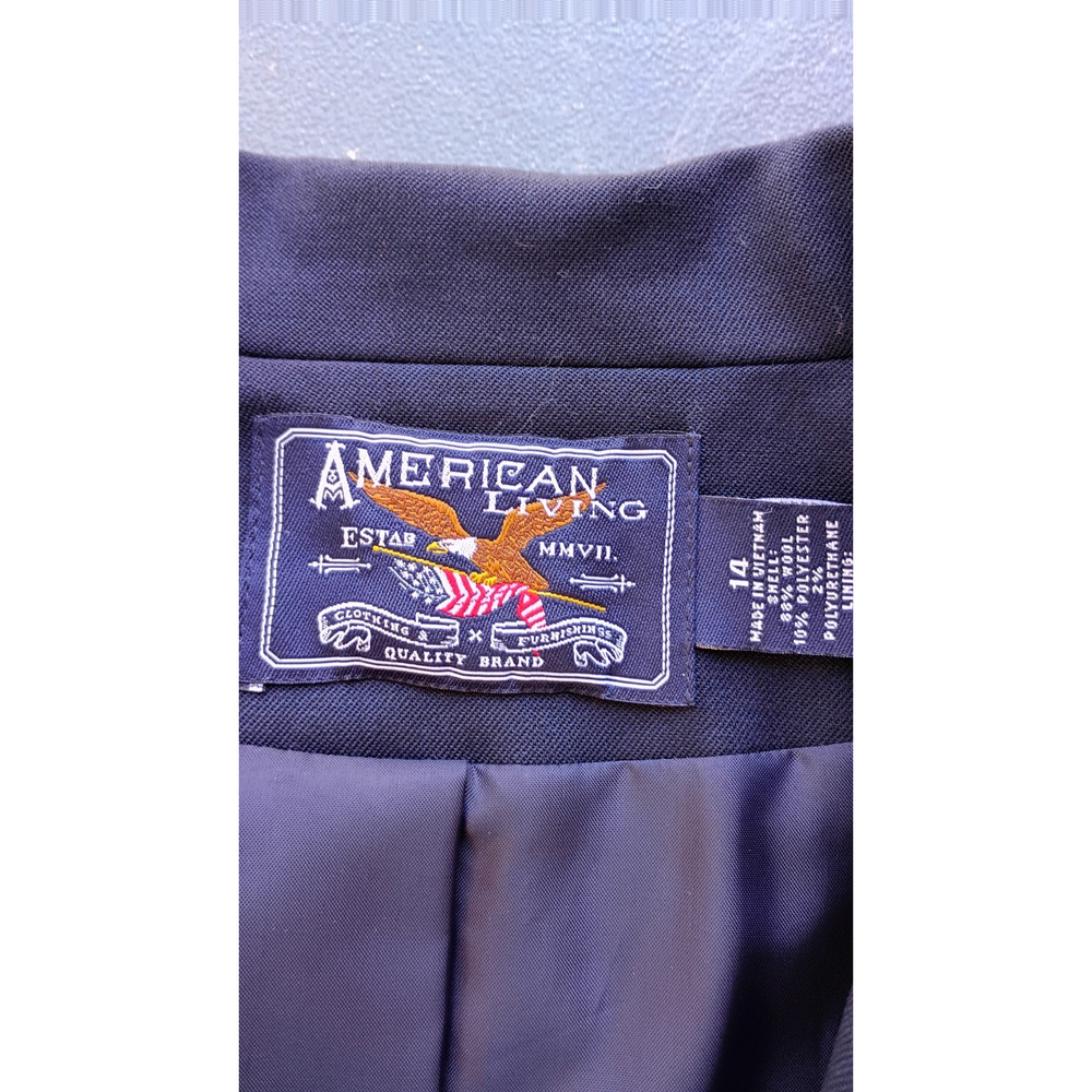 American Living Blue Crest Wool Blazer Jacket Gold Button Preppy Academia 14 NEW - Picture 13 of 13